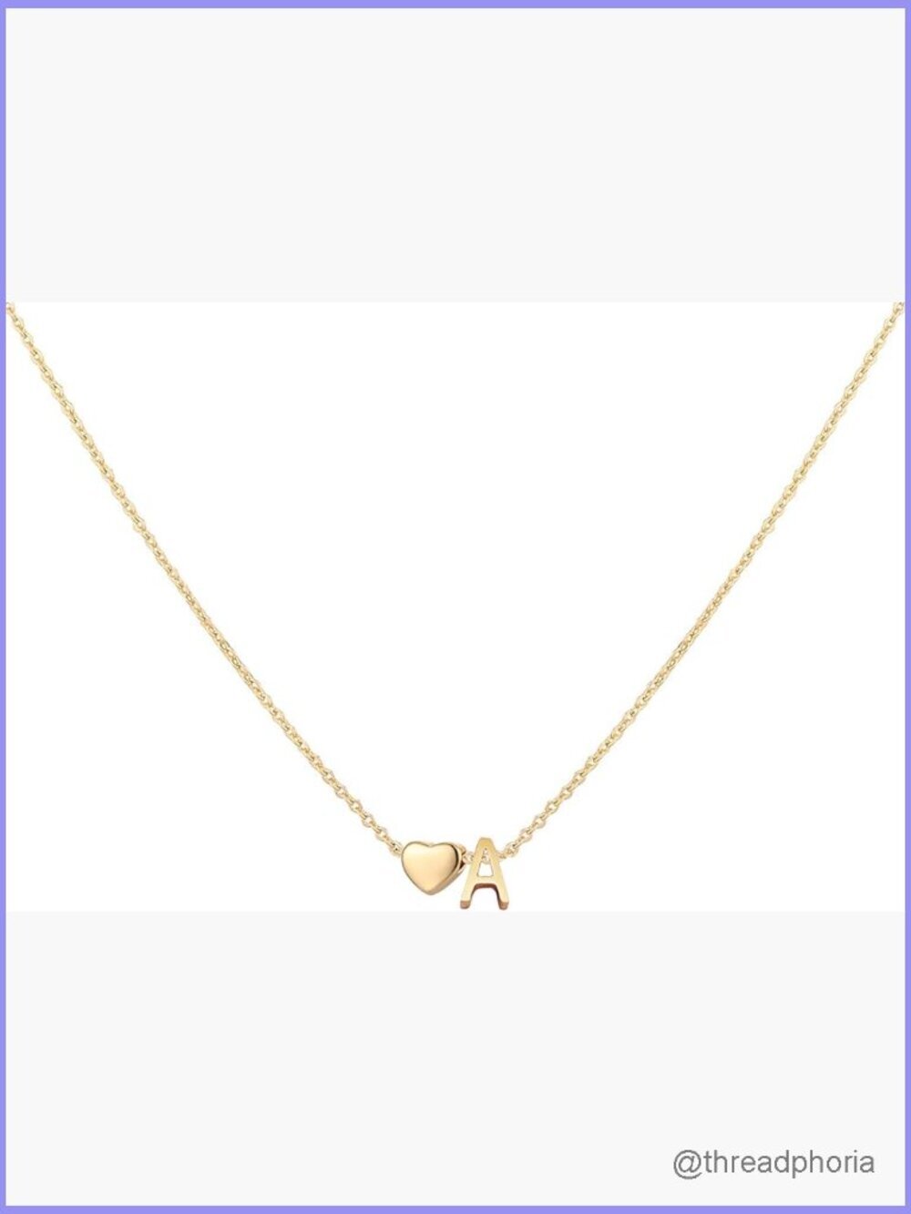 18K Gold Plated Stainless Steel Heart Initial Necklace Personalized Letter